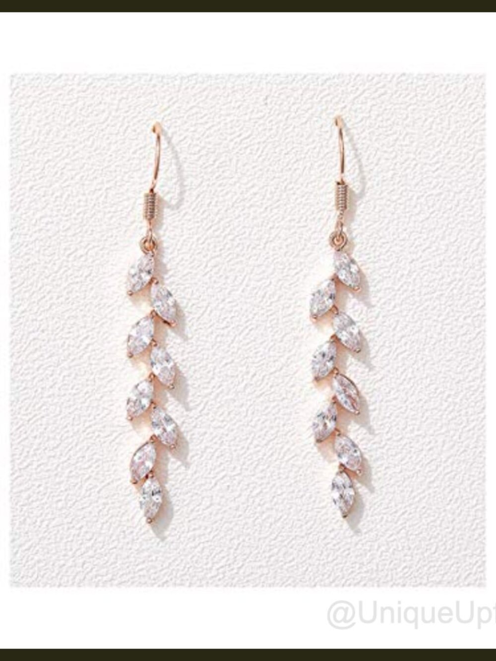 Marquise Cubic Zirconia Bridal Dangle Earrings Silver Plated Copper